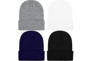 TODDOR 4 Pack Kid's Winter Beanies Acrylic Knitted Beanies Warm Cold Weather Beanie Hats for Boys or Girls
