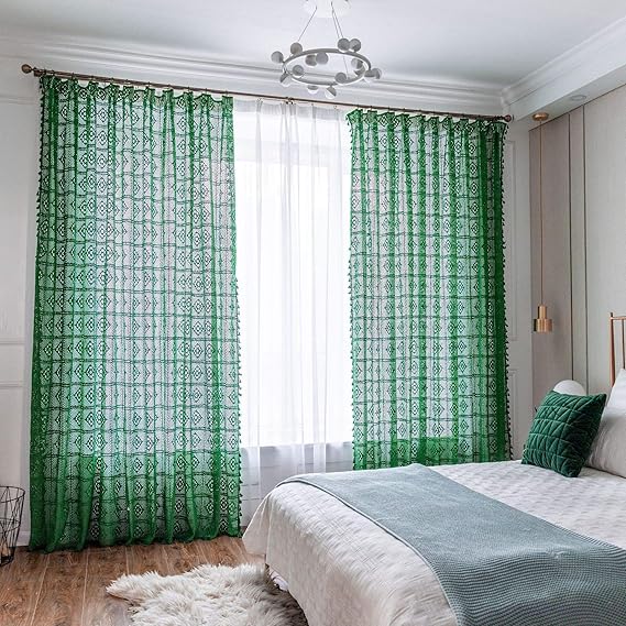 kivinxinyi Cortinas Opacas Dormitorio Hilo de algodón Hecho a Mano para