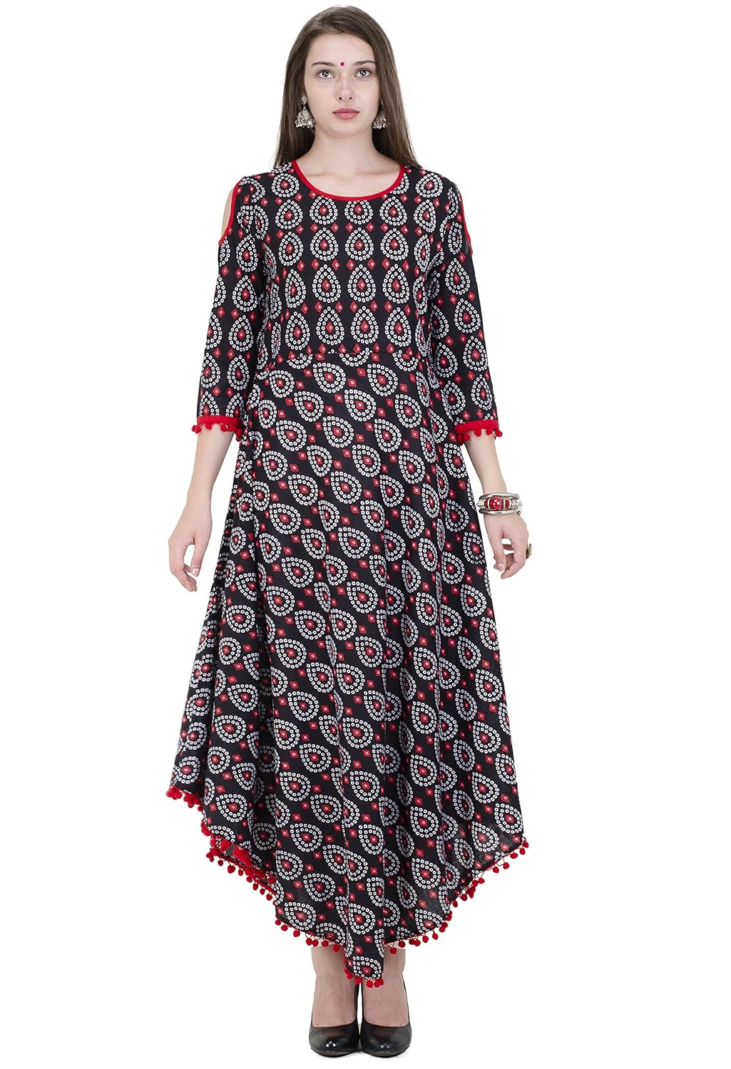anjushree choice women's cotton printed stitched kurti (black_xxl)