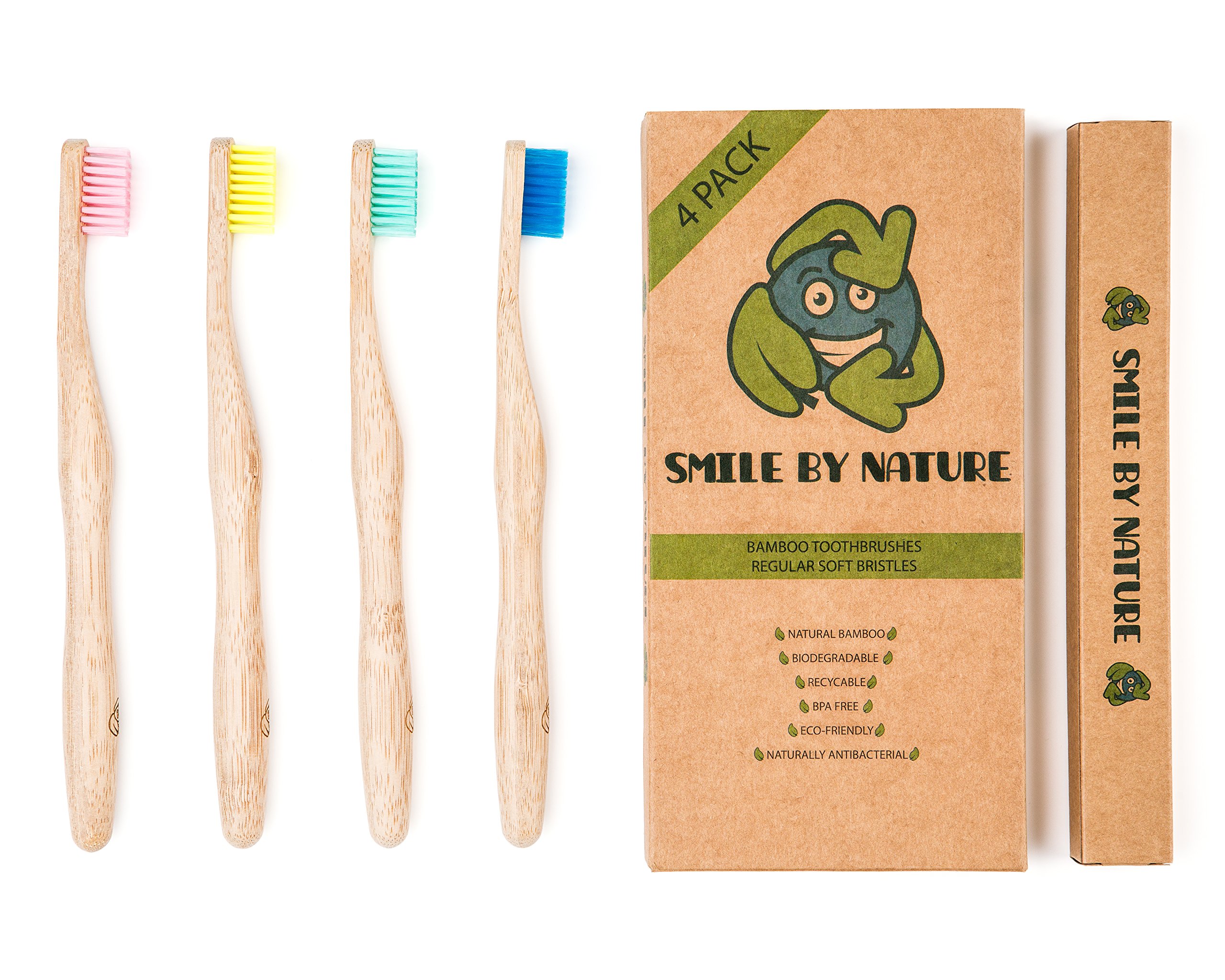 Smile by Nature Bamboo Toothbrushes Natural EcoFriendly & Vegan