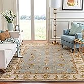 SAFAVIEH Heritage Collection Area Rug - 8' x 10', Light Blue & Beige, Handmade Traditional Oriental Wool, Ideal for High Traf