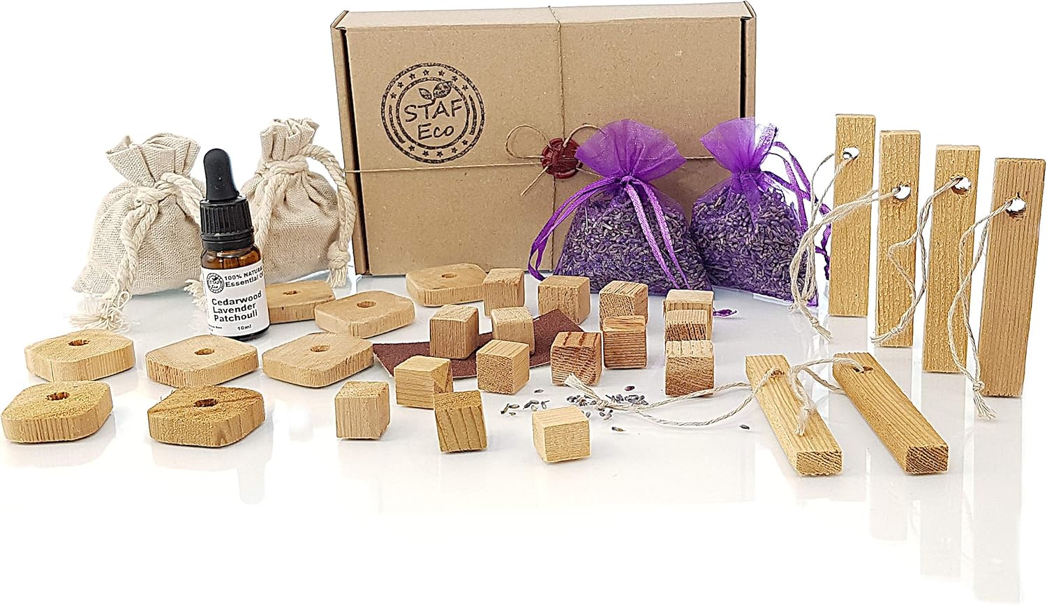 StafEco Moth Repellent for Wardrobes 100 Natural Cedarwood Lavender
