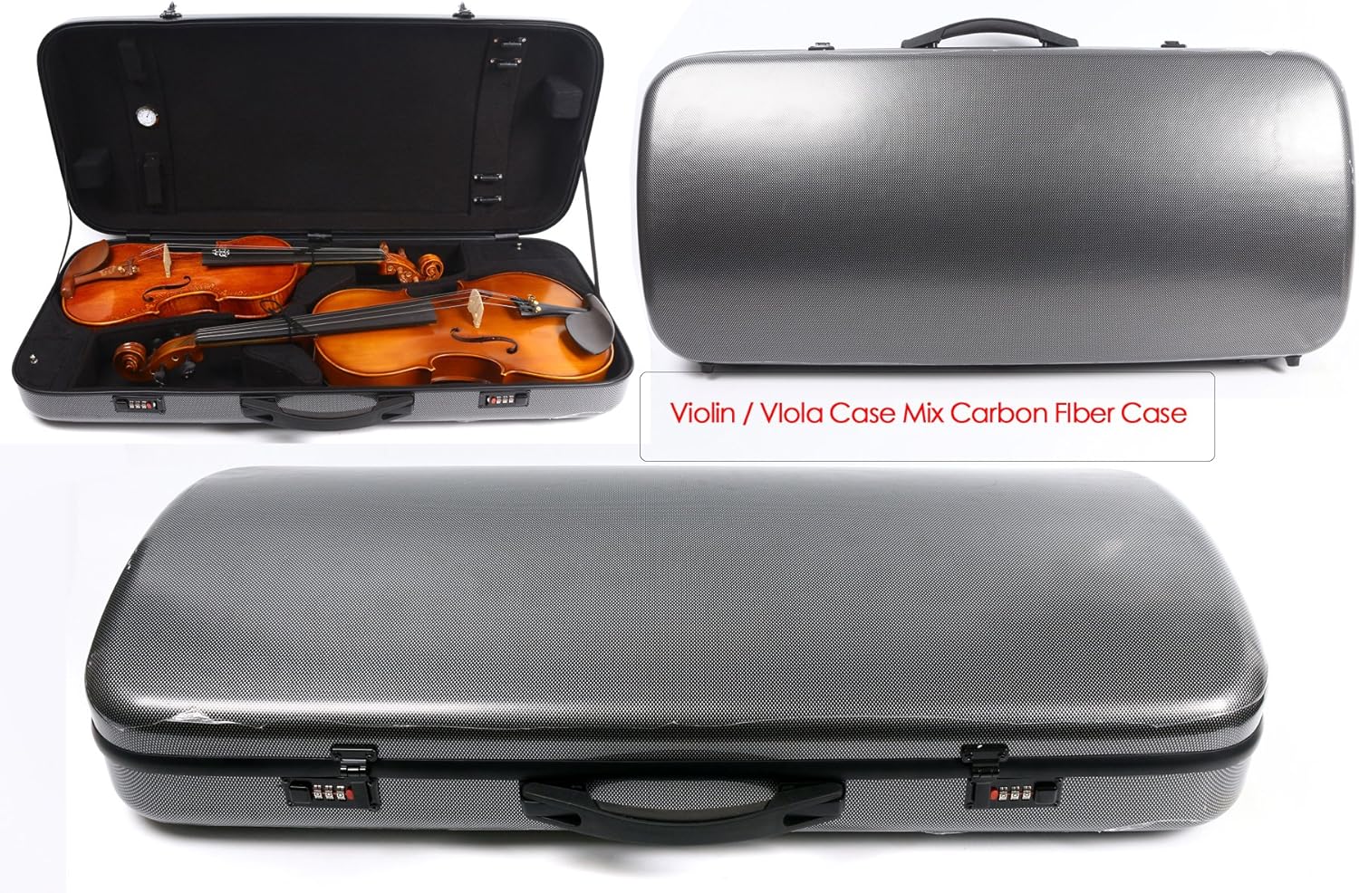 Yinfente Double Violin Case Viola Case Mixed Carbon Fiber