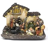 allgala Crafted Polyresin Holy Decoration Stable Nativity Scene Collectable D&eacute;cor Light-up and Musical with USB and Battery Dual Power Source-Manger Scene 2-XR93453
