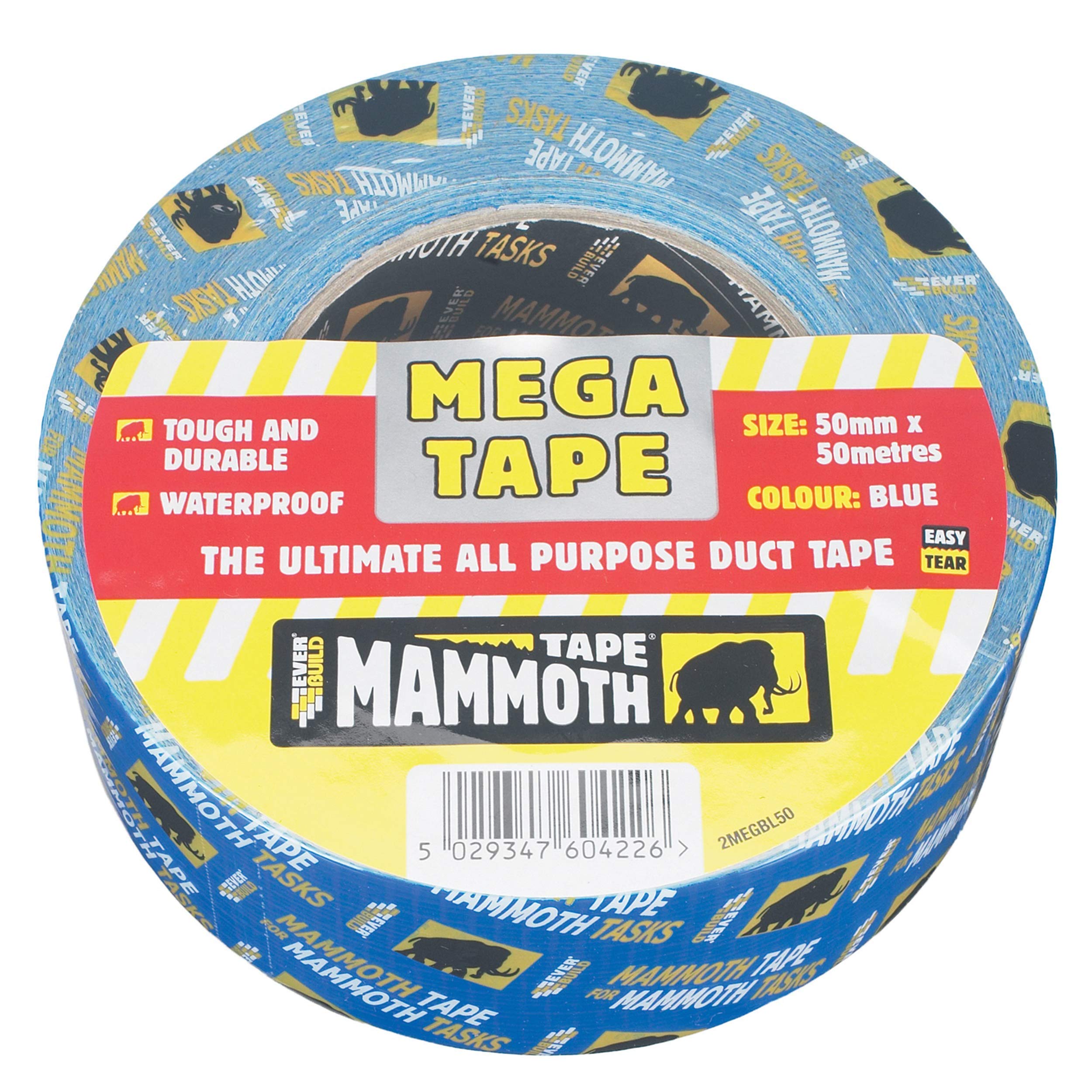 Everbuild – Mammoth – Mega All-Purpose Duct Tape – Waterproof – Easy-Tear – Interior And Exterior Use – Blue – 50mm x 50m