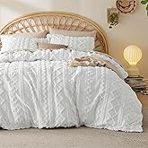 Bedsure Boho Duvet Cover King Size, Soft & Comfortable Elegant Design Boho Bedding for Decoration, Machine Washable Comforter Cover for All Seasons,Includes 1 Duvet Cover & 2 Pillow Shams,White