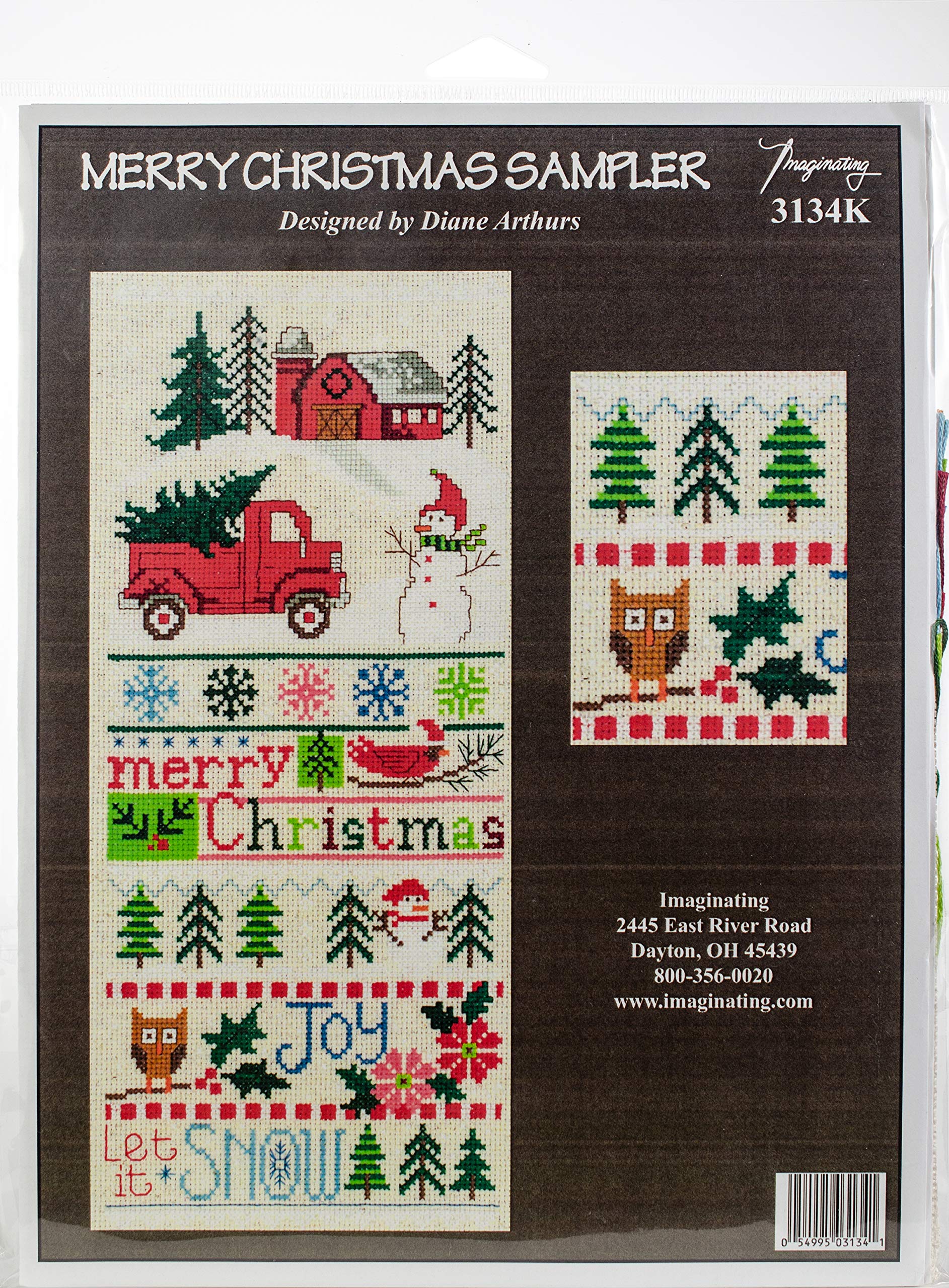 M & R Technologies5.5" x 13" Merry Christmas Sampler 14 Imaginating Counted Cross Stitch Kit, Multicolor