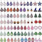 42 Pairs Faux Leather Earrings Set for Women Valentine St Patrick's Day Easter Independence Day Halloween Thanksgiving Christmas