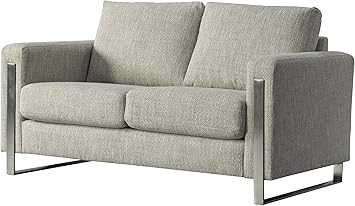 Amazon Com Acanva Luxury Contemporary Down Filled Living Room Sofa Loveseat Heather Grey Furniture Decor
