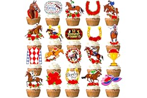 UMONI Kentucky Horse Derby Cupcake Toppers Kentucky Derby Decorations 48Pcs Horse Racing Cupcake Picks Equestrian Derby Birthday Decoration Kentucky Baby Shower Party Supplies
