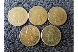 UNITED STATES MINT 1880 to 1899 Various Indian Head Pennies - 5 Coins - All Different Dates - All Coins Pre 1900 - Penny US Mint - Good and Better