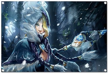 Dota 2 Crystal Maiden Art Design On Pvc Tarpaulin Including