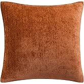 PiccoCasa Chenille Throw Pillow Covers, Soft Decorative Cushion Covers Water Repellent Couch Pillowcase Home Cute Pillowcases for Sofa Car, 18x18 Inch Burnt Orange