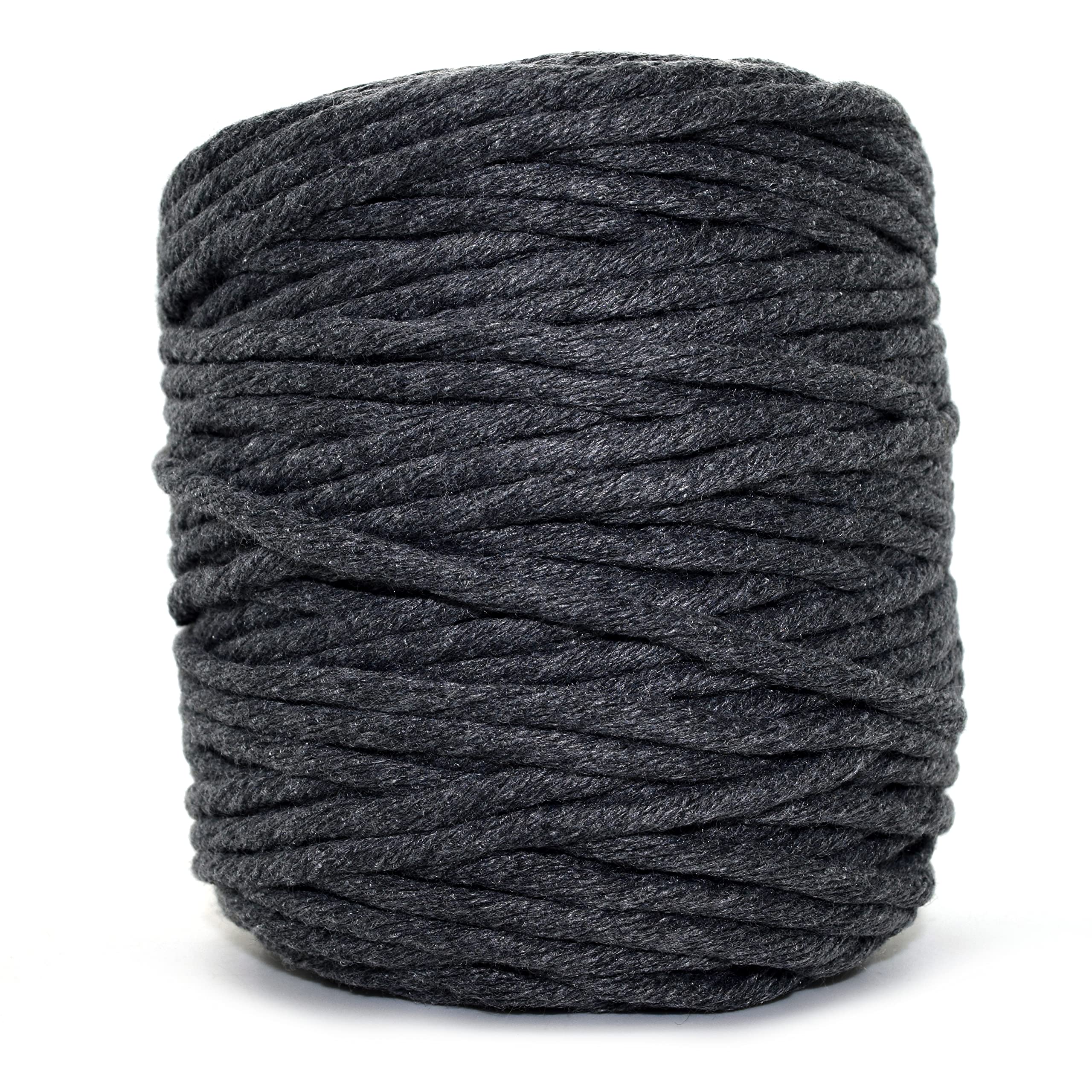 Premium Anthracite Grey Macrame Cord, 200 m / 656 ft of 3 mm Thick Natural Cotton Thread Yarn Macrame Rope for Wall Hangings, Plant Hangers, DIY Crafts, Home Decorations, Gift Wrapping (Reel)