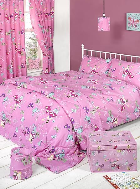 Childrens Curtains One Pair Of Fairyland Fairies Butterflies Pink