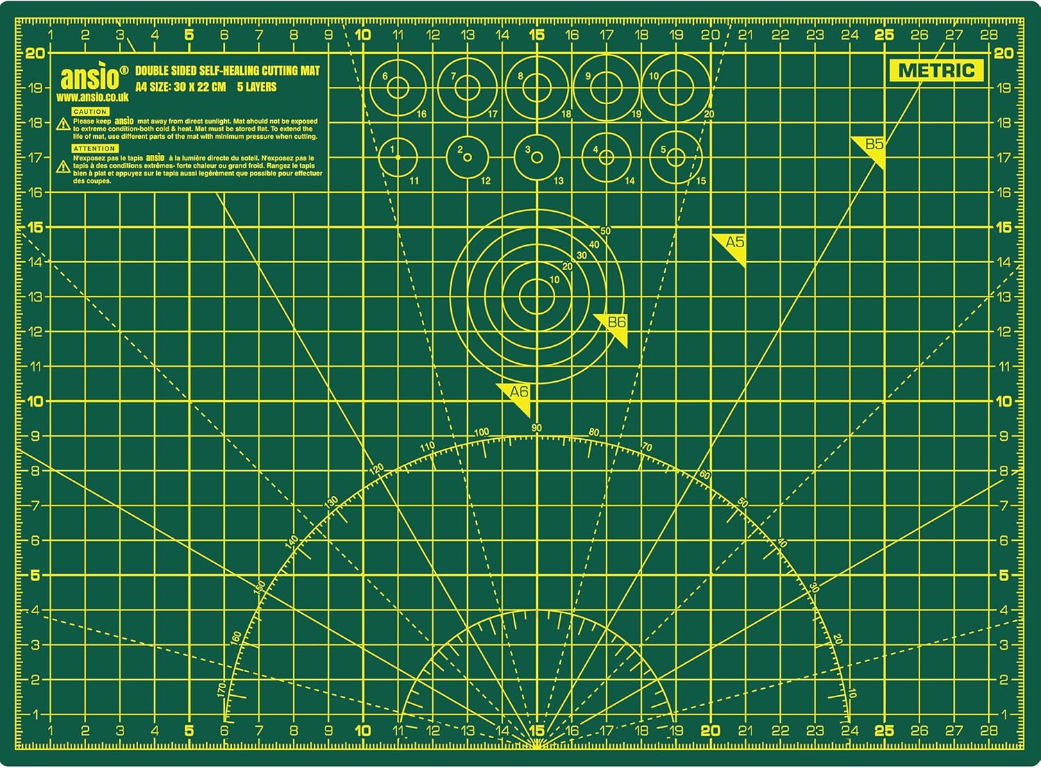 ANSIO Craft Cutting Mat Self Healing A4 Double Sided 5 Layers, Quilting, Sewing, Scrapbooking, Fabric & Papercraft - Image 5