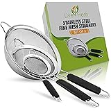 LiveFresh Mesh Strainer Stainless Set - Premium Fine Stainless Steel Fine Mesh Strainers, Colanders and Sifters Crafted for Q