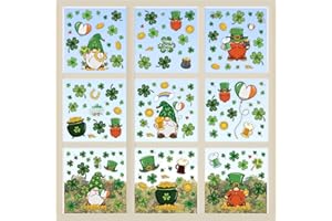 WALPLUS Spring Window Clings Spring Decorations Summer Window Clings Double-Sided Reusable Peel and Stick Removable for Glass St Patrick's Day Shamrock Gnomes Glitter Window Clings 162 Pieces