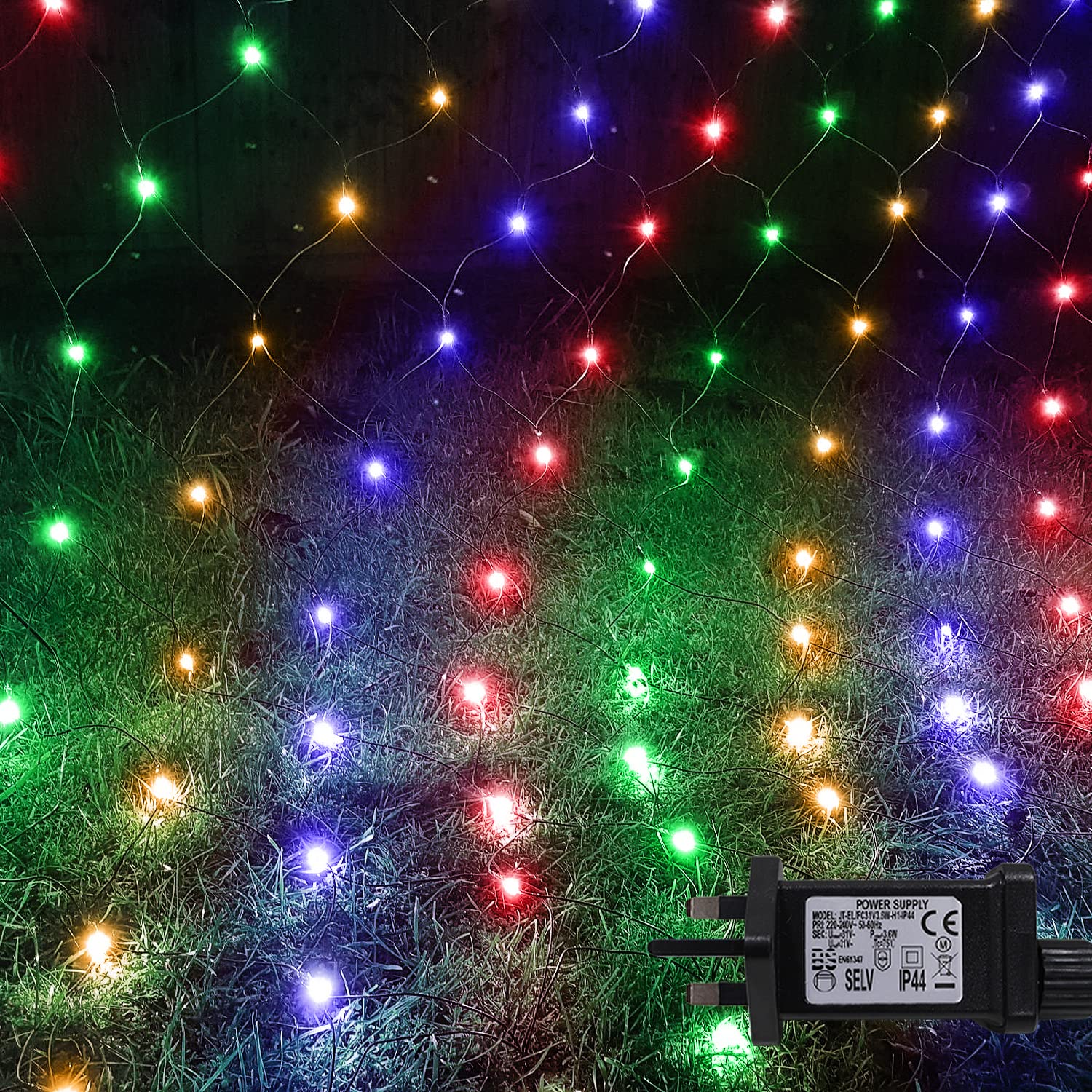 ANSIO® Net Lights Outdoor, 200 LED 2x2m Multicoloured Fairy Christmas Lights with Timer, Mains Powered Mesh Lights for Indoor Outdoor Xmas Trees, Windows, Garden Party Decorations [Energy Class G]