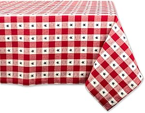 DII Rectangular Cotton Tablecloth for Independence Day, July 4th Party, Summer BBQ and Outdoor Picnics - 60x104