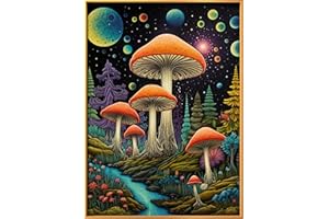 Leczany Cross Stitch Stamped Kit for Beginner - Dream Mushroom Forest | DIY Embroidery Starter Patterns Craft Kit Needlepoint for Adults or Kids | 11CT, 3 Strands | 13x17.3 inches
