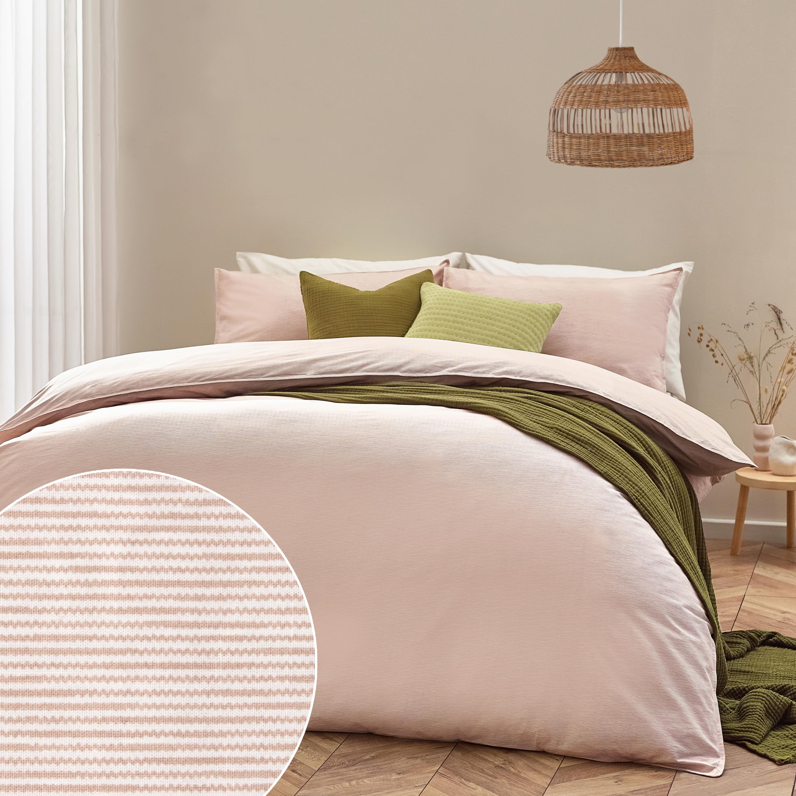 Yard Heaton Stripe 100% Cotton Duvet Cover Set - Single - Baked Earth