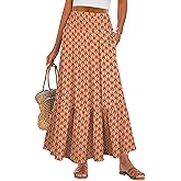 ANRABESS Maxi Skirts for Women 2026 Summer Boho Long Flowy Floral Elastic High Waist Skirt Casual Travel Skirt with Pockets
