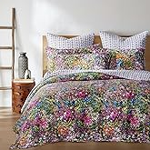 Levtex Home - Basel Quilt Set - Full/Queen Quilt + Two Standard Pillow Shams - Multicolor Floral - Quilt Size (88x92in.) and Pillow Sham Size (26x20in.) - Reversible - Cotton