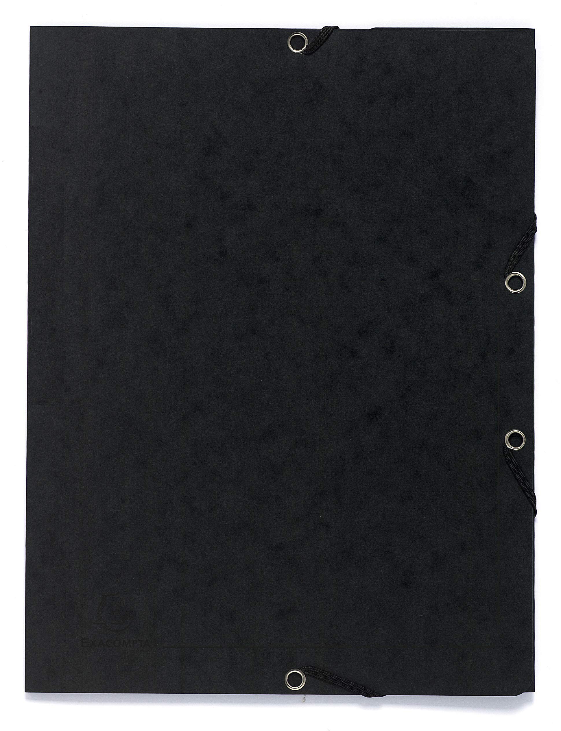 Exacompta - Ref. 55401E - 1 printed folder with elastic bands - pocket with 3 flaps - in 355 g/m2 glossy card - dimensions 24 x 32 cm for A4 format documents - black color