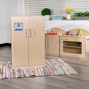 Flash Furniture Children's Wooden Kitchen Refrigerator for Commercial or Home Use - Safe, Kid Friendly Design