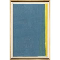 SIGNWIN Framed Canvas Print Wall Art Large Blue Square with Yellow Streak Abstract Texture Illustrations Impressionism Contemporary for Living Room, Bedroom, Office - 16
