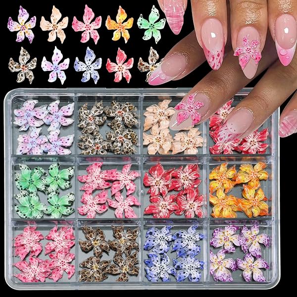 80 Stück 3D-Nageldesigns Aus Metall – Blumen & Gänseblümchen, Gold & Silber, Für DIY Nail Art