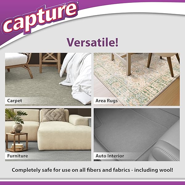 CAPTURE PRE-MIST SOIL RELEASE FOR CARPET DRY CLEANER – CARPET CLEANING PRE SPRAY – LOOSEN JUICE, COFFEE & WINE SPILL AND TOUGH RUG STAINS ELIMINATOR – MULTI-PURPOSE CLEANING ESSENTIALS (24OZ)