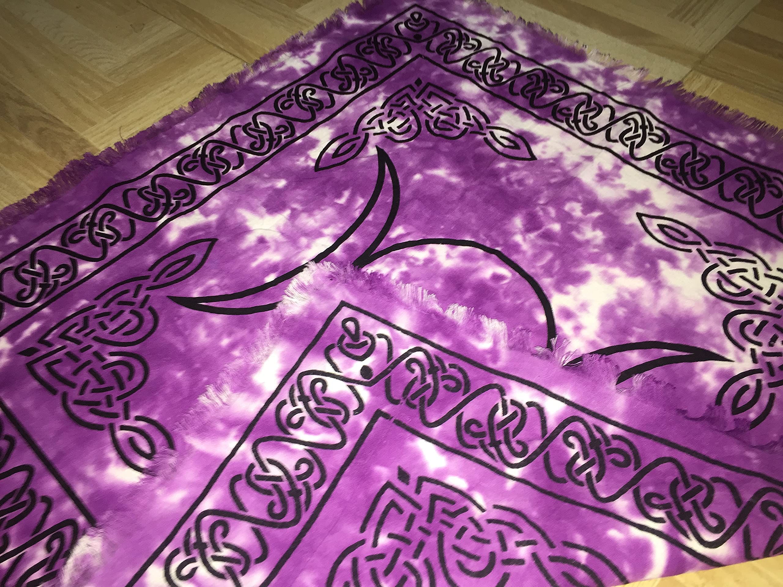Indian Consigners Altar Cloth Purple Triple Moon Square 18