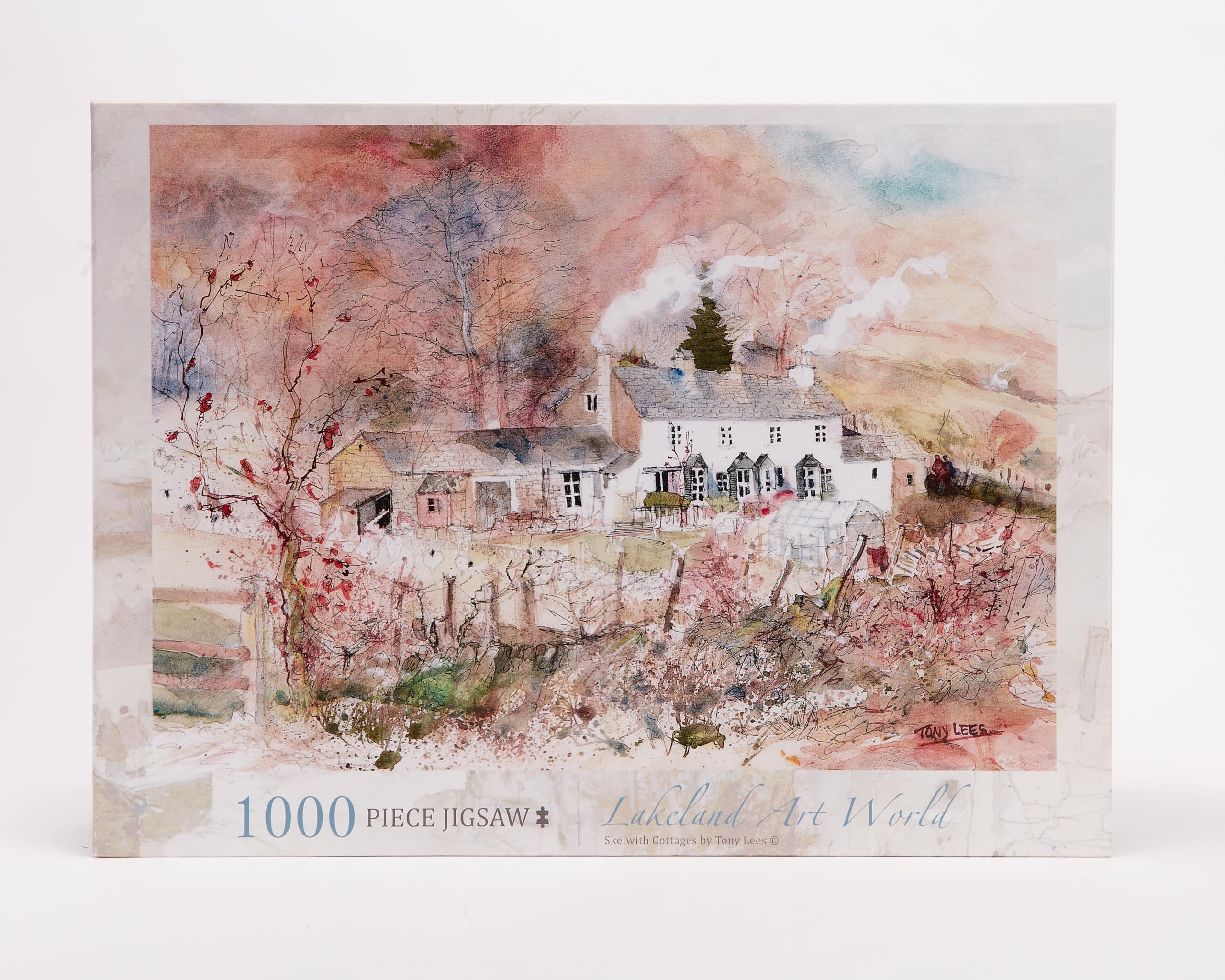 Lakeland Art World 1000 Piece Jigsaw Puzzles for Adults, Lake District, Skelwith Cottages & Lakes, Featuring Beautiful Watercolor Artwork, Measuring 68.5 x 49cm, for a Stunning Landscape Experience