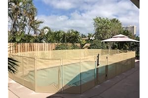 WaterWarden WWG201B Gate, Gate-30” Wide Self-Closing and Removable Door, Coordinates with 4’x12’ Outdoor Child Safety In-Ground Pool Fencing, Easy DIY Installation, 4' x 30", Beige