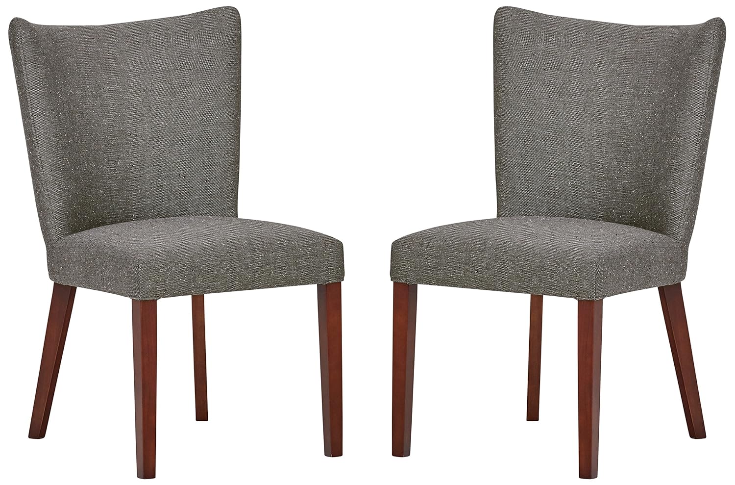 Rivet Tina Mid-Century Modern Curved Back Kitchen Dining Chairs, 25"W x 36"H, Ash Grey, Set of 2