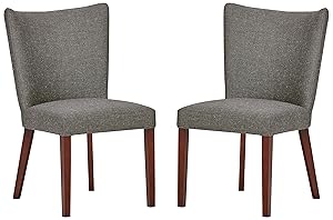 Rivet Tina Mid-Century Modern Curved Back Kitchen Dining Chairs, 25"W x 36"H, Ash Grey, Set of 2