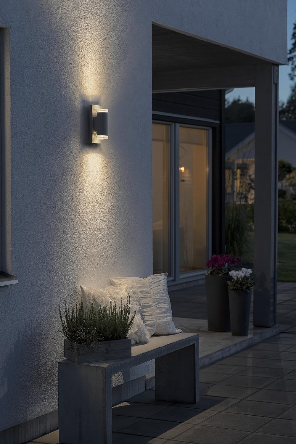 Konstsmide Outdoor Wall Light Mains Powered/Potenza Easy Fit Up Down Modern Lantern/2 x 6 W Max GU10 (Not Included) Lamp/Clear - Image 4