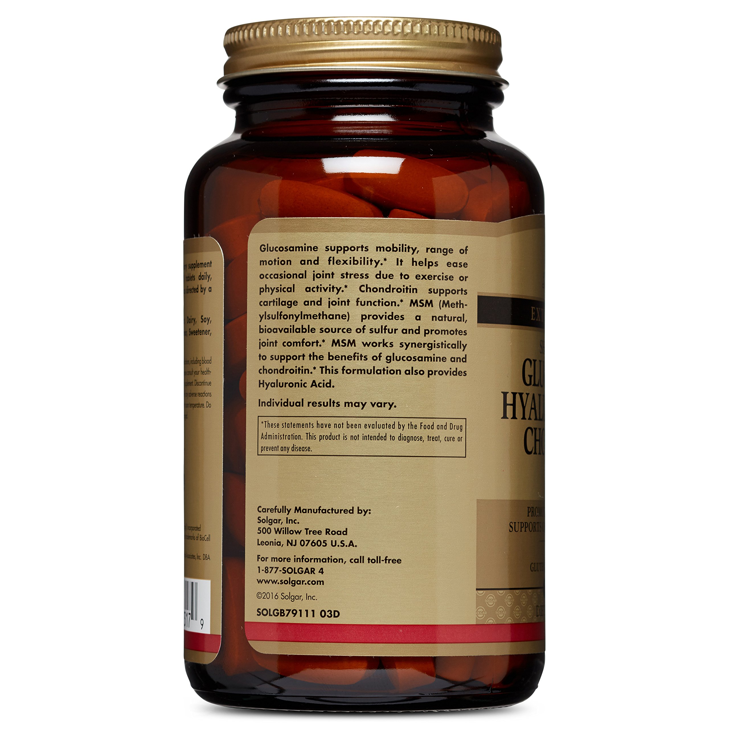 Solgar Glucosamine Hyaluronic Acid Condroitin MSM (ShellfishFree