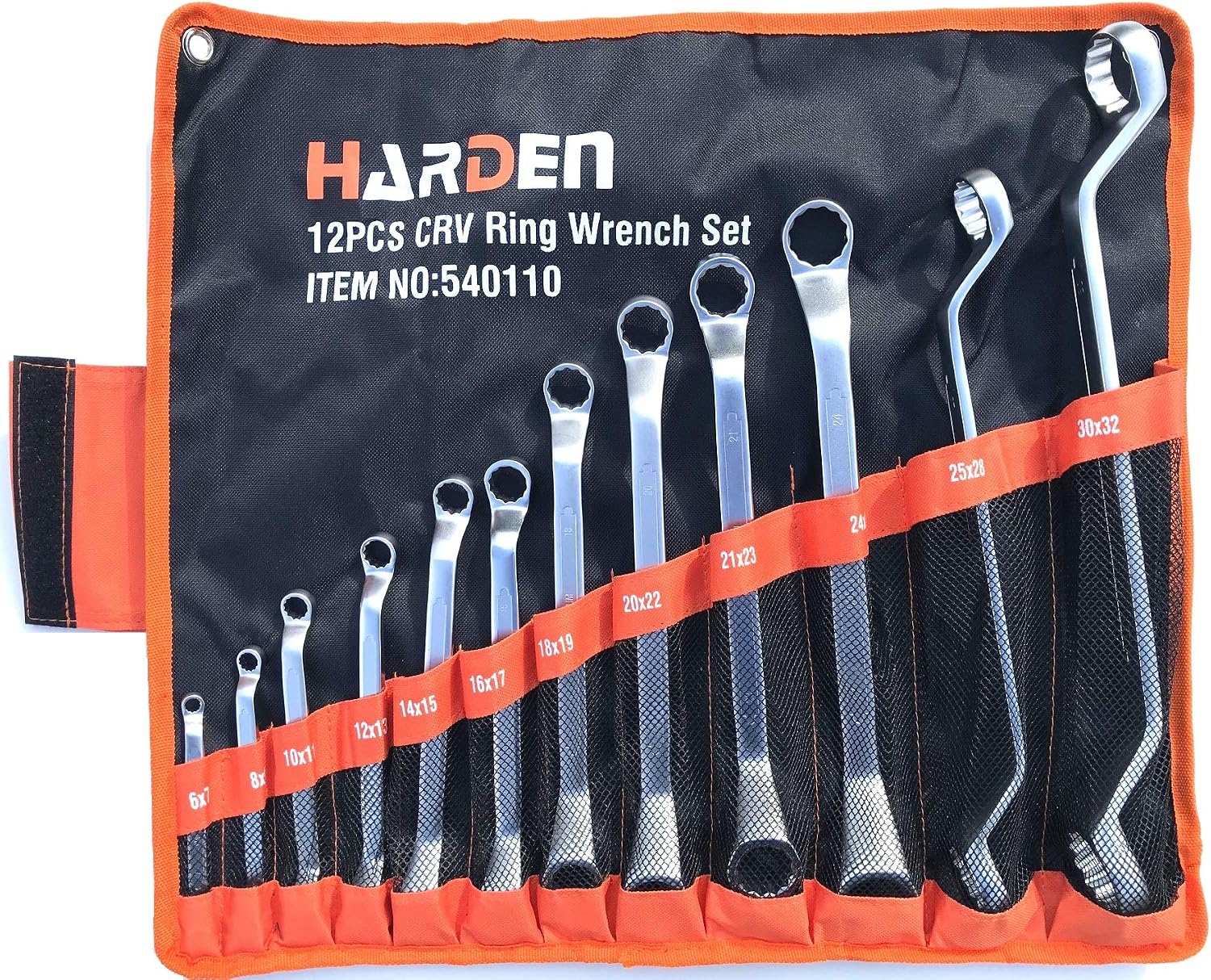 HARDEN Bi Hexagonal Ring Off Set spanners Set 12pcs 6-32mm (HAR 540110), Chrome