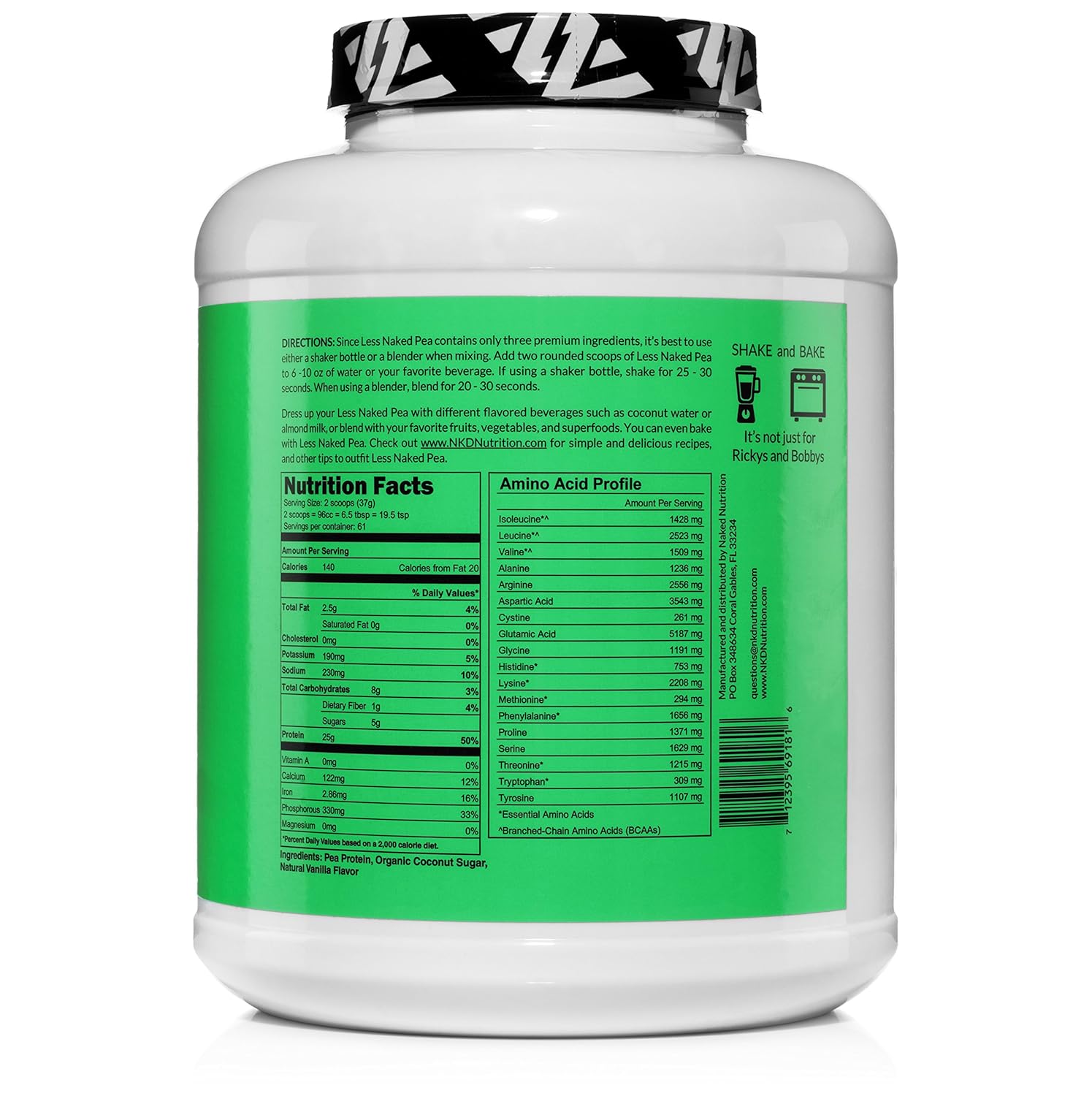 LESS NAKED PEA - VANILLA PEA PROTEIN - Pea Protein Isolate from North American Farms - 5lb Bulk, Plant Based, Vegetarian & Vegan Protein. Easy to Digest, Non-GMO, Gluten Free, Lactose Free, Soy Free: Grocery & Gourmet Food