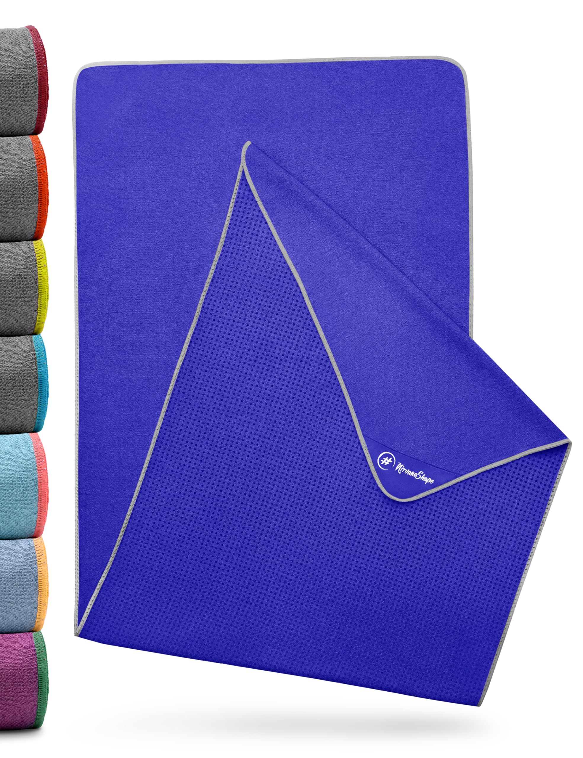 NirvanaShape Non-slip yoga towel | Hot yoga towel with non-slip beads | Yoga towel overlay for yoga mat (73" 25" | 185x63 cm)
