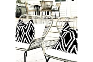 Yaofavo Outdoor Pillow Covers Set of 2, Waterproof Boho Farmhouse Throw Pillow Covers Geometric Pillow Cases for Patio Garden(Black More, 20x20 Inch)