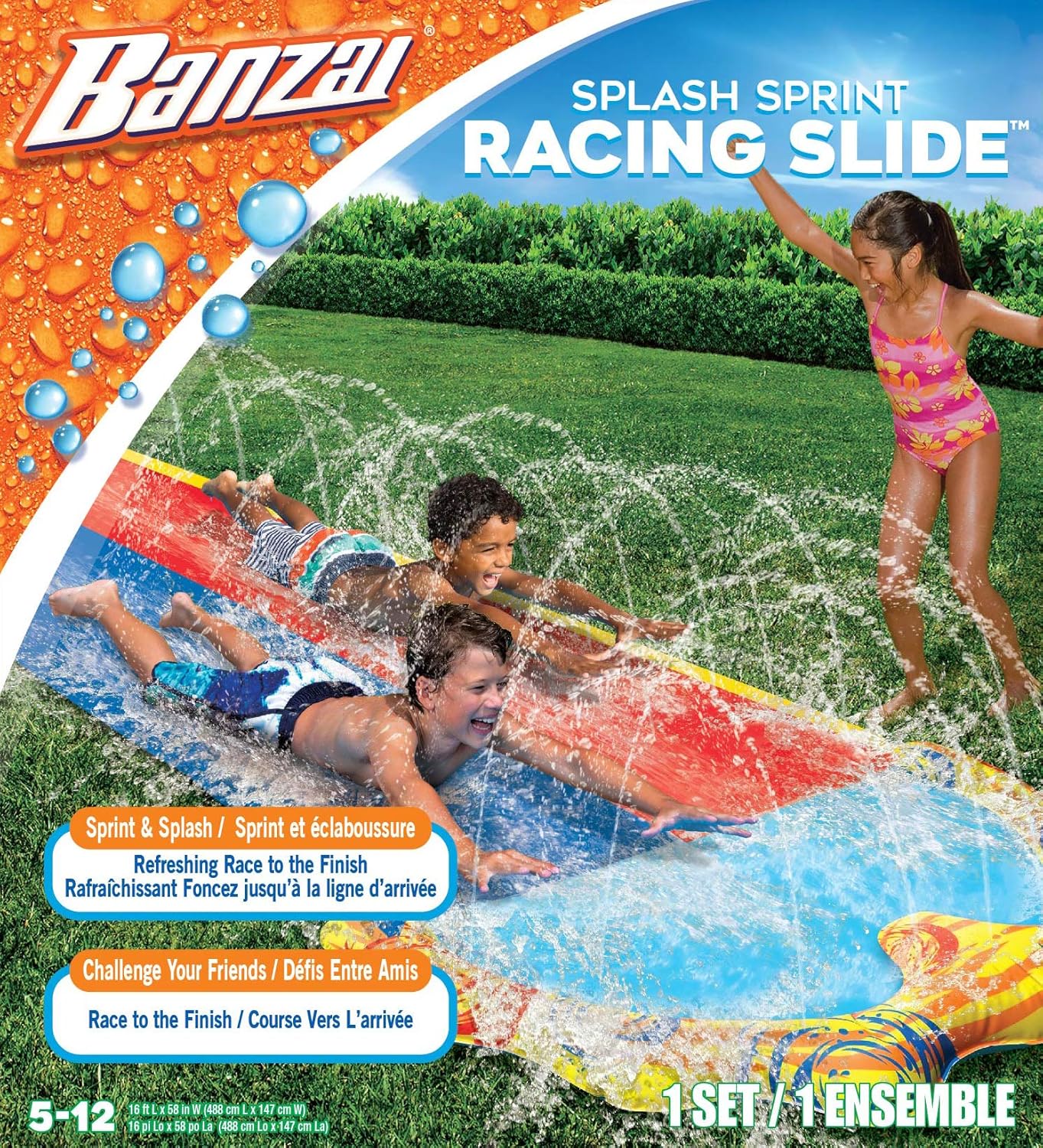 BANZAI Splash Sprint Racing Slide 