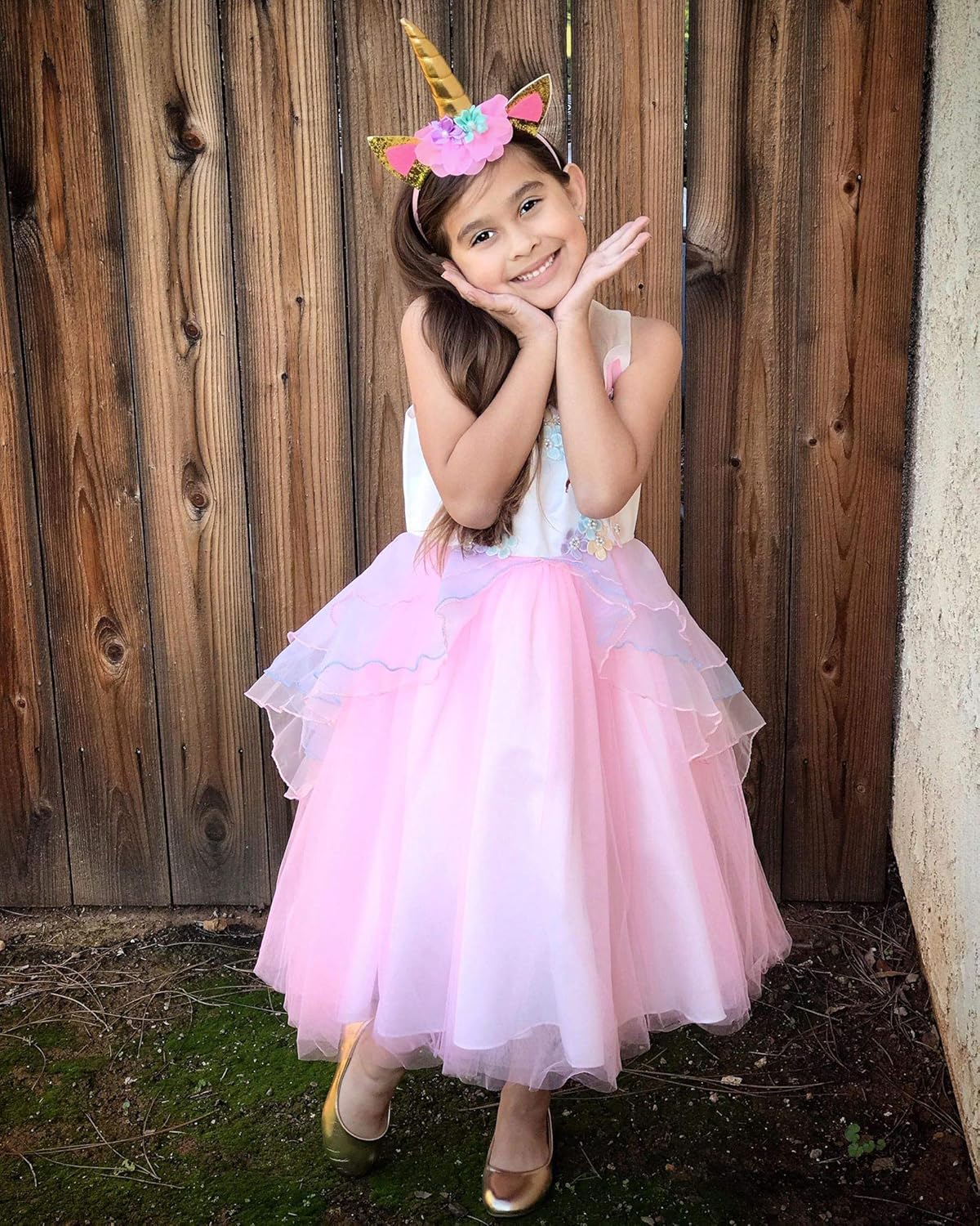 Kokowaii Fancy Girls Unicorn Dress up Fancy Costume for Pageant Party: Clothing