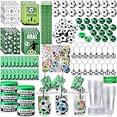 Colarr 195 Pcs Soccer Birthday Gifts Party Favors Sports Team Gift Cups Pencils Mini Book Keychains Wristbands Stickers Thank You Cards Eraser Sharpener Mini Ball for Soccer Party Supplies