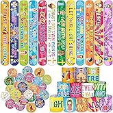 72PCS Religious Slap Bracelets with Christian Button Pins Jesus Love You Wristbands Sunday School Supplies Christian Gifts Jesus Snap Bracelets Christian Badges for Kids Adults Birthday Party Favors