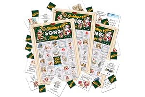 LSJEHTQ Christmas Bingo Games for 24 Players, Christmas Song Bingo Cards for Adults Large Group, Winter Hoilday Party Supplies, Family Activities New Year Favors -06