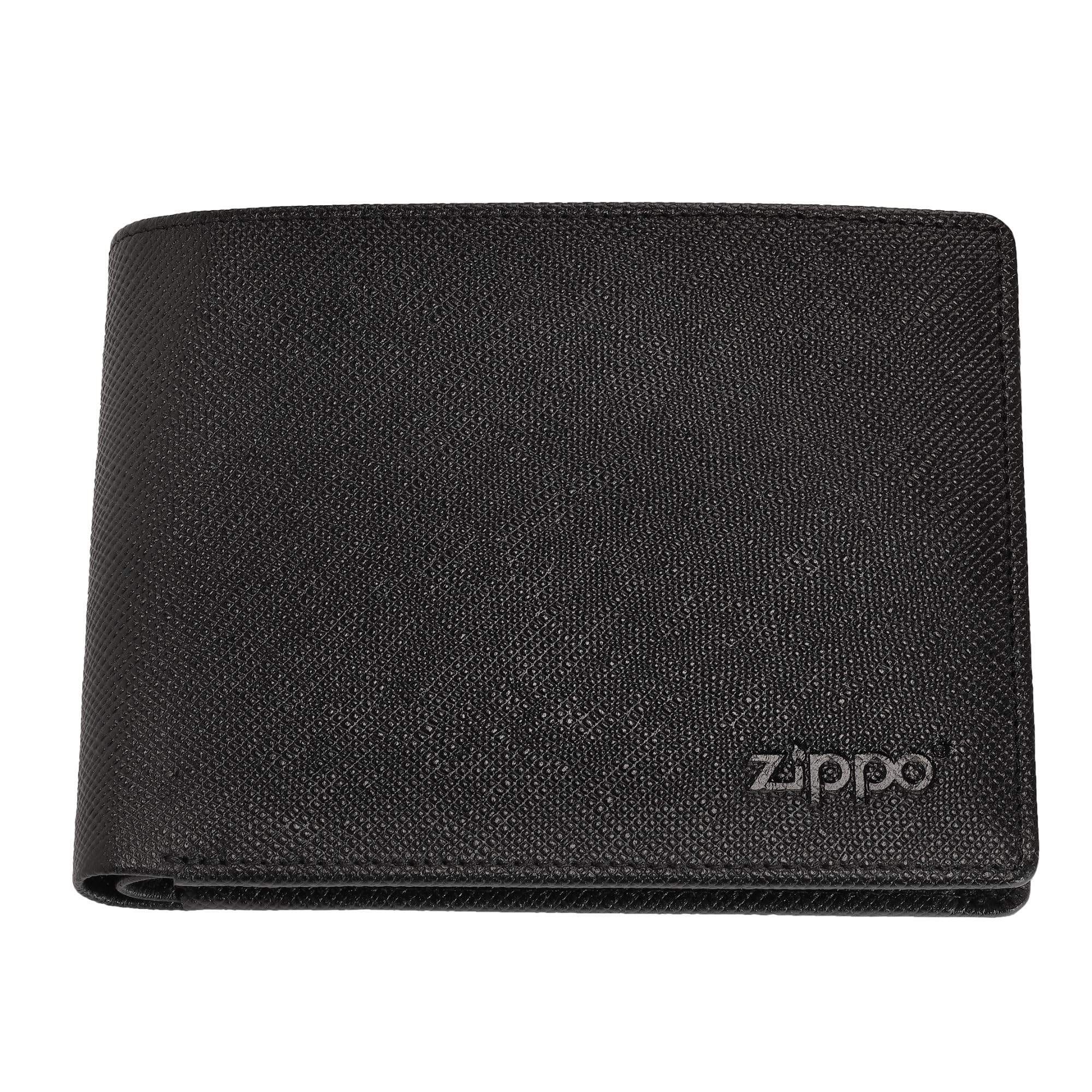 Zippo - Purse/Wallet for Women and Men, Saffiano Leather, Black, with RFID Protection, Con Compartment, Ideal for Cards and Notes